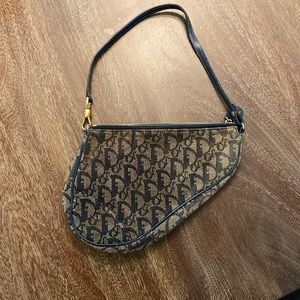 Vintage Dior Navy Saddle Bag